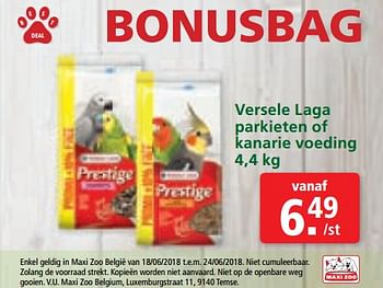 Promoties Versele laga parkieten of kanarie voeding - Versele-Laga - Geldig van 11/06/2018 tot 24/06/2018 bij Maxi Zoo