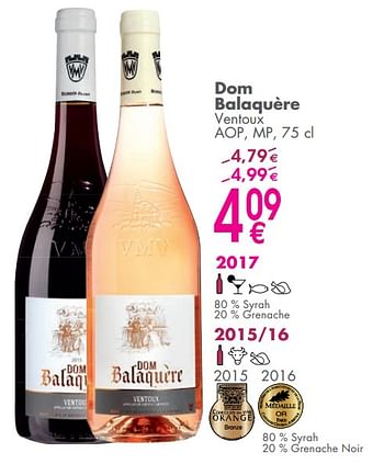 Promoties Dom balaquère ventoux - Rode wijnen - Geldig van 05/06/2018 tot 02/07/2018 bij Cora