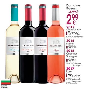 Promoties Domaine boyar 2017 chardonnay - Witte wijnen - Geldig van 05/06/2018 tot 02/07/2018 bij Cora