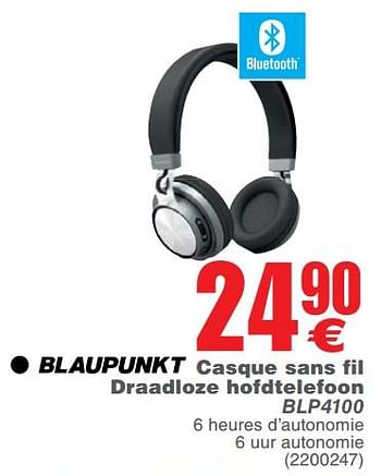 Promoties Blaupunkt casque sans fil draadloze hoofdtelefoon blp4100 - Blaupunkt - Geldig van 05/06/2018 tot 18/06/2018 bij Cora