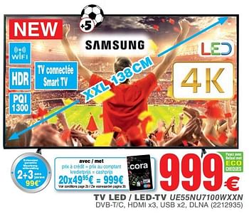 Promoties Samsung tv led - led-tv ue55nu7100wxxn - Samsung - Geldig van 05/06/2018 tot 18/06/2018 bij Cora