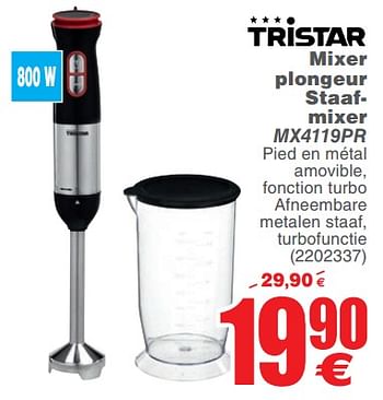 Promoties Tristar mixer plongeur staafmixer mx4119pr - Tristar - Geldig van 05/06/2018 tot 18/06/2018 bij Cora