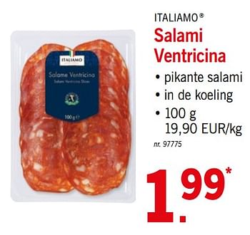 Italiamo Salami ventricina - Promotie bij Lidl | Italiamo, ab 25.01.