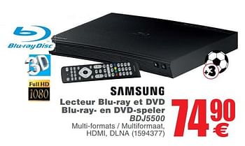 Promotions Samsung lecteur blu-ray et dvd multiformats blu-ray- en multiformaat dvd-speler - Samsung - Valide de 05/06/2018 à 18/06/2018 chez Cora