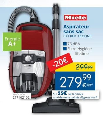 Promotions Miele aspirateur sans sac cx1 red ecoline - Miele - Valide de 01/06/2018 à 30/06/2018 chez Eldi
