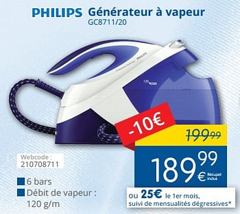Promotions Philips générateur à vapeur gc8711-20 - Philips - Valide de 01/06/2018 à 30/06/2018 chez Eldi
