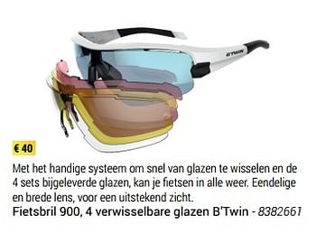 Promoties Fietsbril 900, 4 verwisselbare glazen b`twin - bTwin - Geldig van 28/05/2018 tot 03/09/2018 bij Decathlon