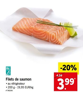 Promoties Filets de saumon - Huismerk - Lidl - Geldig van 11/06/2018 tot 16/06/2018 bij Lidl