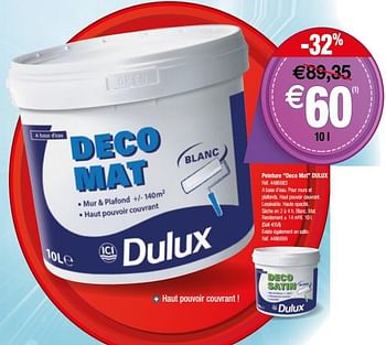 Promotions Peinture deco mat dulux - Dulux - Valide de 13/06/2018 à 25/06/2018 chez Brico