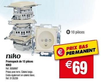 Promoties Promopack de 10 pièces niko - Niko - Geldig van 13/06/2018 tot 25/06/2018 bij Brico