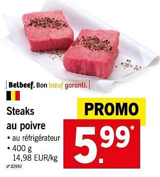 Promotions Steaks au poivre - Produit maison - Lidl - Valide de 11/06/2018 à 16/06/2018 chez Lidl