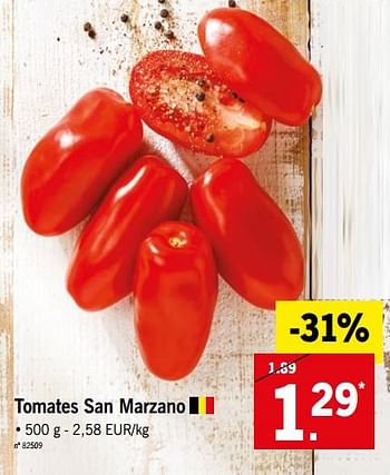 Promotions Tomates san marzano - Produit maison - Lidl - Valide de 11/06/2018 à 16/06/2018 chez Lidl