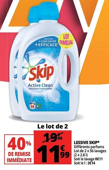 Lessive skip Active clean 56 lavages