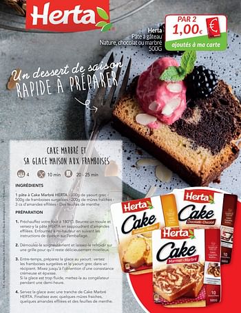 Promoties Herta pâteì gâteau nature, chocolat ou marbré - Herta - Geldig van 01/06/2018 tot 30/06/2018 bij Intermarche