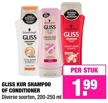 Promoties Gliss kur shampoo of conditioner - Schwarzkopf - Geldig van 04/06/2018 tot 17/06/2018 bij Big Bazar