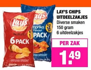 Promoties Lay`s chips uitdeelzakjes diverse smaken - Lay's - Geldig van 04/06/2018 tot 17/06/2018 bij Big Bazar