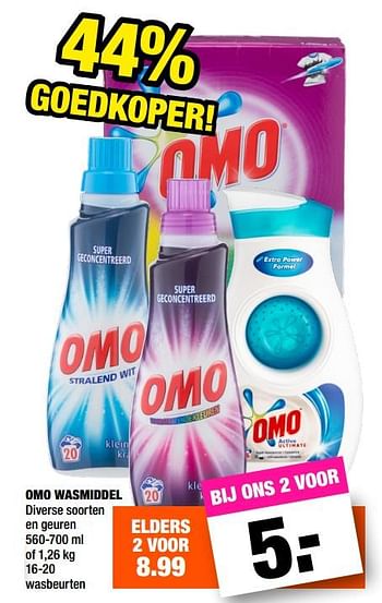 Promoties Omo wasmiddel diverse soorten en geuren - Omo - Geldig van 04/06/2018 tot 17/06/2018 bij Big Bazar
