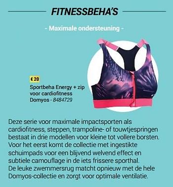 Promoties Sportbeha energy + zip voor cardiofitness domyos - Domyos - Geldig van 28/05/2018 tot 03/09/2018 bij Decathlon