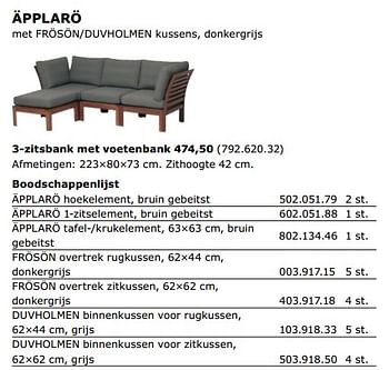 Promoties Applaro 3-zitsbank met voetenbank - Huismerk - Ikea - Geldig van 01/06/2018 tot 30/09/2018 bij Ikea