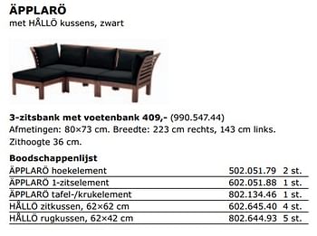 Promoties Applaro 3-zitsbank met voetenbank - Huismerk - Ikea - Geldig van 01/06/2018 tot 30/09/2018 bij Ikea