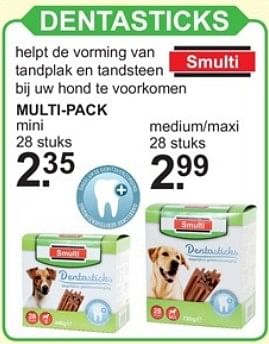 Promoties Smulti dentasticks - Smulti - Geldig van 04/06/2018 tot 23/06/2018 bij Van Cranenbroek
