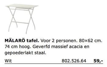 Promotions Malaro tafel - Produit maison - Ikea - Valide de 01/06/2018 à 30/09/2018 chez Ikea