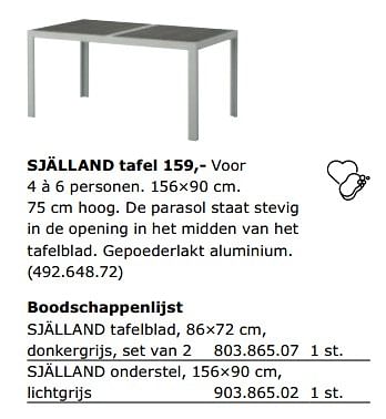 Promoties Sjalland tafel - Huismerk - Ikea - Geldig van 01/06/2018 tot 30/09/2018 bij Ikea