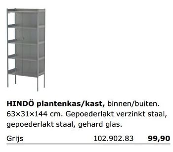 Promoties Hindo plantenkas-kast - Huismerk - Ikea - Geldig van 01/06/2018 tot 30/09/2018 bij Ikea