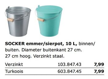 Promoties Socker emmer-sierpot - Huismerk - Ikea - Geldig van 01/06/2018 tot 30/09/2018 bij Ikea