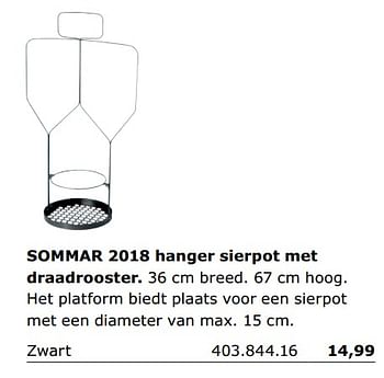 Promoties Sommar 2018 hanger sierpot met draadrooster - Huismerk - Ikea - Geldig van 01/06/2018 tot 30/09/2018 bij Ikea