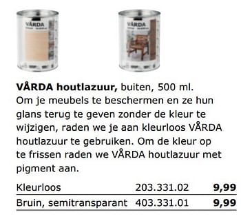 Promoties Varda houtlazuur - Huismerk - Ikea - Geldig van 01/06/2018 tot 30/09/2018 bij Ikea