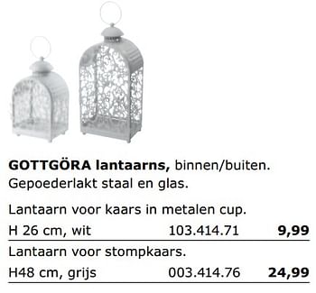 Promoties Gottgora lantaarns - Huismerk - Ikea - Geldig van 01/06/2018 tot 30/09/2018 bij Ikea