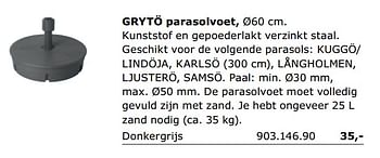 Migratie Schipbreuk incident Huismerk - Ikea Gryto parasolvoet - Promotie bij Ikea