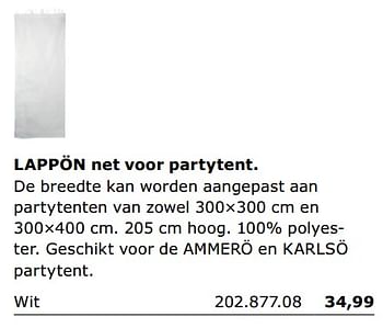 Promoties Lappon net voor partytent - Huismerk - Ikea - Geldig van 01/06/2018 tot 30/09/2018 bij Ikea