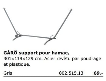 Promotions Garo support pour hamac - Produit maison - Ikea - Valide de 01/06/2018 à 30/09/2018 chez Ikea
