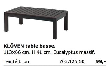 Promotions Kloven table basse - Produit maison - Ikea - Valide de 01/06/2018 à 30/09/2018 chez Ikea