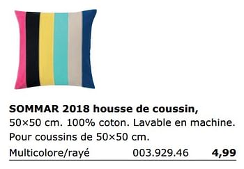 Promotions Sommar housse de coussin - Produit maison - Ikea - Valide de 01/06/2018 à 30/09/2018 chez Ikea