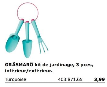 Promotions Grasmaro kit de jardinage, 3 pces, intérieur-extérieur - Produit maison - Ikea - Valide de 01/06/2018 à 30/09/2018 chez Ikea
