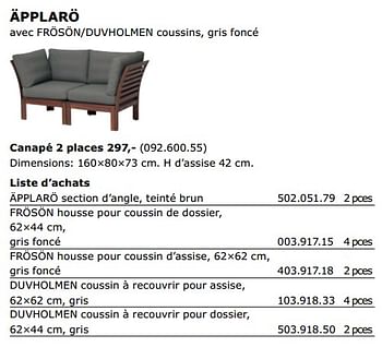 Promoties Applaro canapé 2 places - Huismerk - Ikea - Geldig van 01/06/2018 tot 30/09/2018 bij Ikea