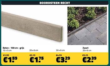 Promotions Boordsteen recht - Produit maison - Bouwcenter Frans Vlaeminck - Valide de 10/06/2018 à 30/06/2018 chez Bouwcenter Frans Vlaeminck