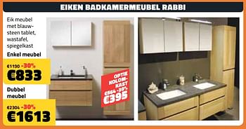 Promotions Eiken badkamermeubel rabbi - Produit maison - Bouwcenter Frans Vlaeminck - Valide de 10/06/2018 à 30/06/2018 chez Bouwcenter Frans Vlaeminck