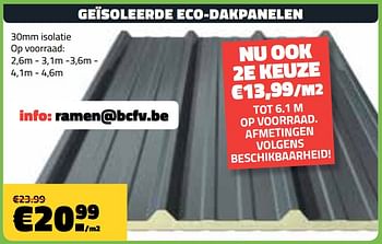 Promoties Geïsoleerde eco-dakpanelen - Huismerk - Bouwcenter Frans Vlaeminck - Geldig van 10/06/2018 tot 30/06/2018 bij Bouwcenter Frans Vlaeminck