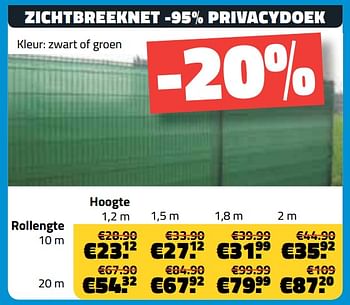 Promoties Zichtbreeknet -95% privacydoek - Huismerk - Bouwcenter Frans Vlaeminck - Geldig van 10/06/2018 tot 30/06/2018 bij Bouwcenter Frans Vlaeminck
