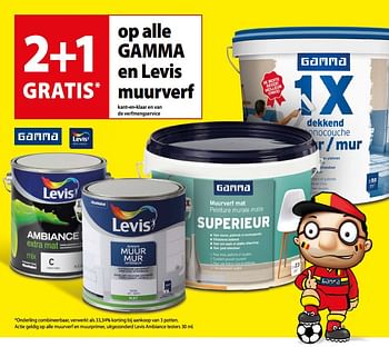 Promoties 2+1 gratis op alle gamma en levis muurverf - Huismerk - Gamma - Geldig van 13/06/2018 tot 25/06/2018 bij Gamma