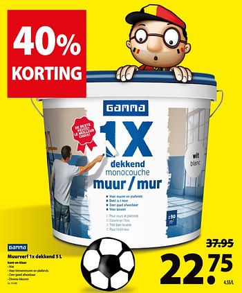 Promoties Muurverf 1x dekkend kant-en-klaar - Gamma - Geldig van 13/06/2018 tot 25/06/2018 bij Gamma