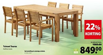 Promoties Tuinset touros tafel met 6 stoelen - Huismerk - Gamma - Geldig van 13/06/2018 tot 25/06/2018 bij Gamma