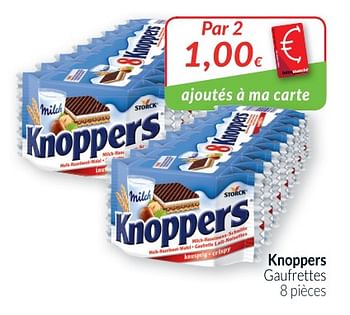 Promotions Knoppers gaufrettes - Knoppers - Valide de 01/06/2018 à 30/06/2018 chez Intermarche