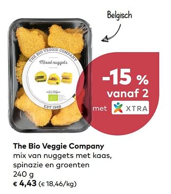 Promoties The bio veggie company mix van nuggets met kaas, spinazie en groenten - The Bio Veggie Company - Geldig van 06/06/2018 tot 03/07/2018 bij Bioplanet