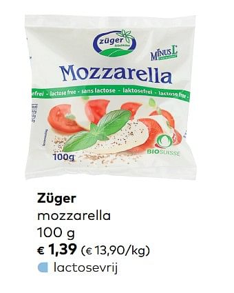 Promoties Züger mozzarella - Zuger - Geldig van 06/06/2018 tot 03/07/2018 bij Bioplanet