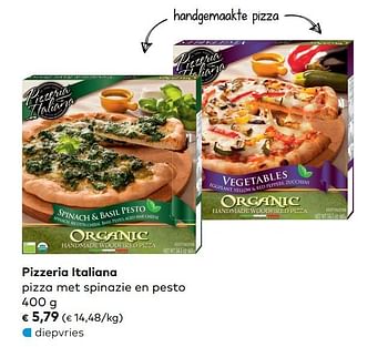 Promoties Pizzeria italiana pizza met spinazie en pesto - Pizzeria Italiana - Geldig van 06/06/2018 tot 03/07/2018 bij Bioplanet